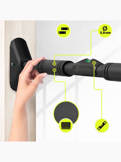 Barra de dominadas ajustable 70-100 cm hasta 200 kg para puerta negra – HyperMotion - Kiabi