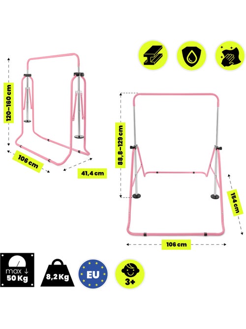 Barra de gimnasia ajustable y plegable hypermotion para niños - Kiabi