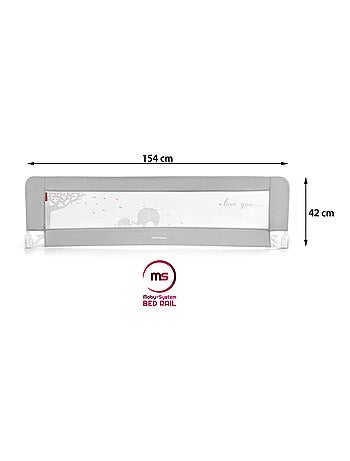 Barrera de cama para bebé plegable 154 cm con malla transpirable 0–18 meses