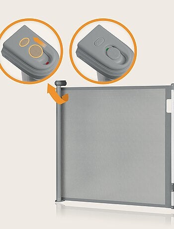 Barrera de seguridad retráctil - LIONELO Thea - 85 x 145 cm - Sin umbral - Gris