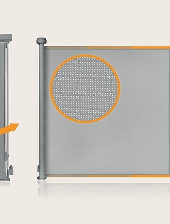 Barrera de seguridad retráctil - LIONELO Thea - 85 x 145 cm - Sin umbral - Gris