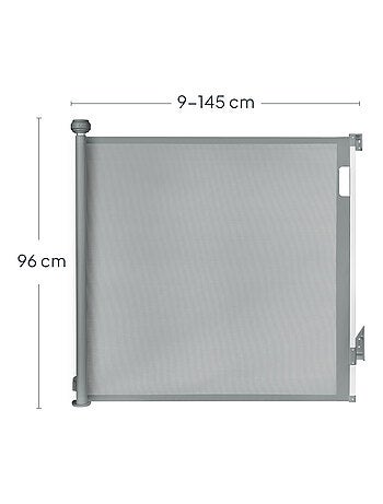 Barrera de seguridad retráctil - LIONELO Thea - 85 x 145 cm - Sin umbral - Gris