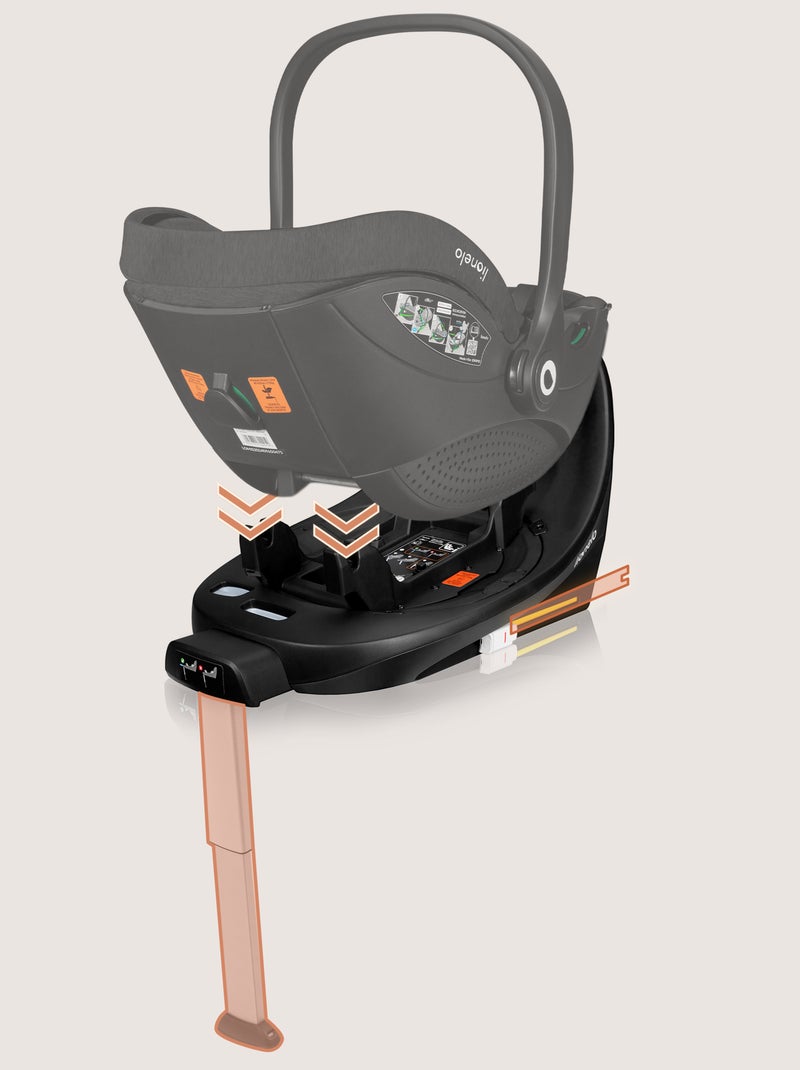 Base ISOFIX 360° - LIONELO Moxie i-Size - Giratoria - Plegable - Soporte estabilizador Negro - Kiabi