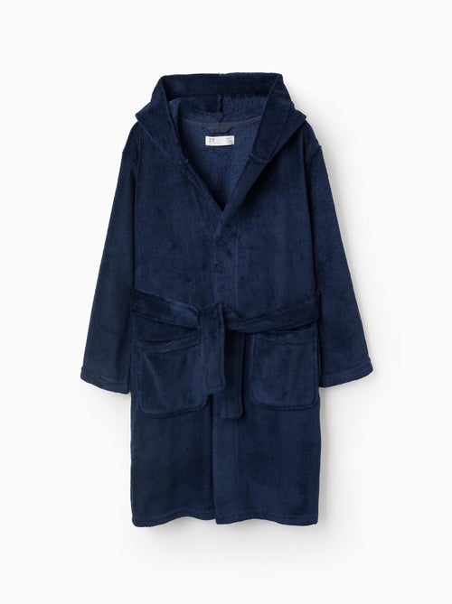 Bata de peluche con capucha y cinturón - Kiabi