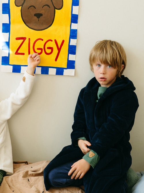 Bata de peluche con capucha y cinturón - Kiabi