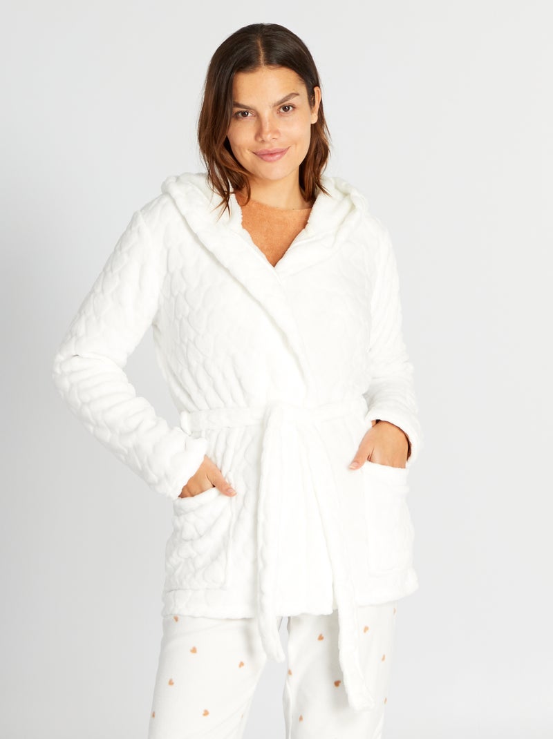 Bata de tejido polar Blanco - Kiabi