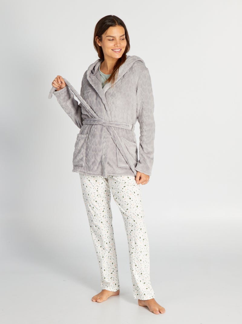 Bata de tejido polar gris - Kiabi