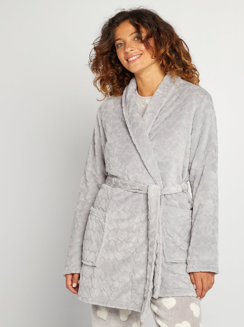 Bata de tejido polar GRIS - Kiabi