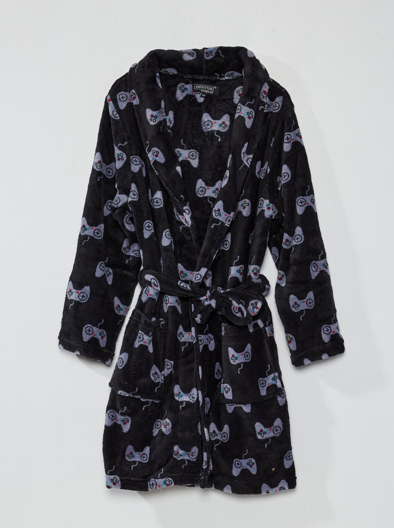 Bata polar con estampado negro - Kiabi