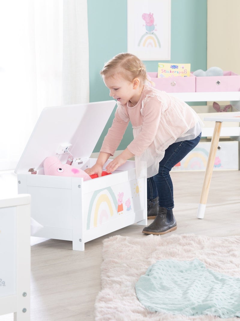 Baúl para juguetes con cierre suave 'Roba Peppa Pig' Blanco Rosa - Kiabi
