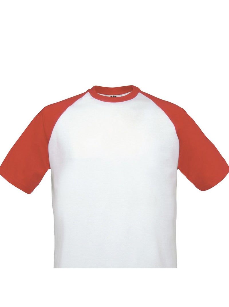B&C - Camiseta Base-Ball para Adultos Unisex Blanco/Rojo - Kiabi