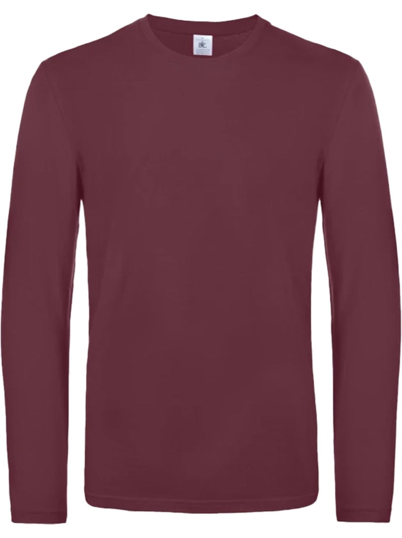 B&C - Camiseta #E190 de Manga Larga para Hombre Burdeos - Kiabi