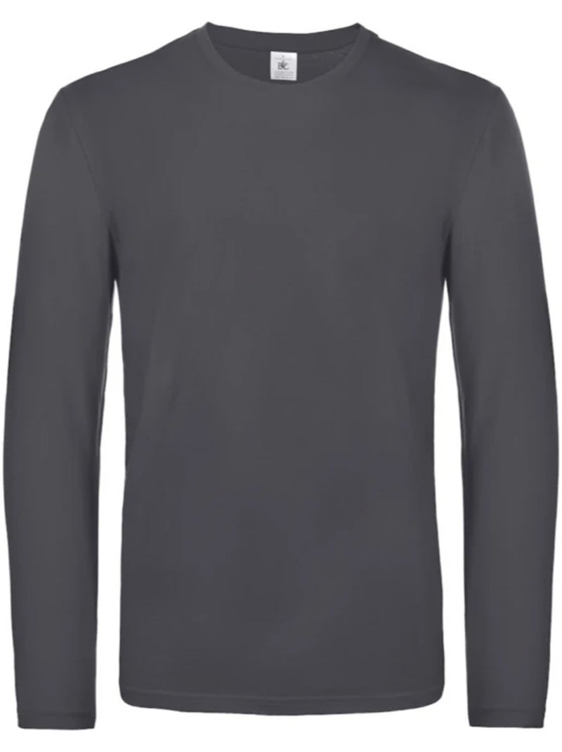 B&C - Camiseta #E190 de Manga Larga para Hombre Gris oscuro - Kiabi