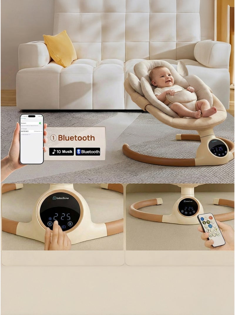 BEBE2LUXE Alpha : Silla Mecedora Eléctrica para Niños, Columpio Bebe, Hamaca eléctrica 0‑9 kg Beige - Kiabi