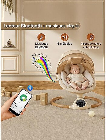 BEBE2LUXE Alpha : Silla Mecedora Eléctrica para Niños, Columpio Bebe, Hamaca eléctrica 0‑9 kg