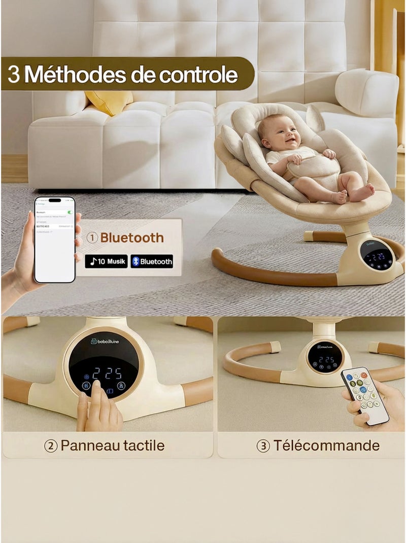 BEBE2LUXE Alpha : Silla Mecedora Eléctrica para Niños, Hamaca Bebé, Columpio Bebe Gris Gris - Kiabi