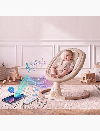 BEBE2LUXE Ava, Silla Mecedora Eléctrica para Niños, Hamaca eléctrica 0‑9 kg Beige