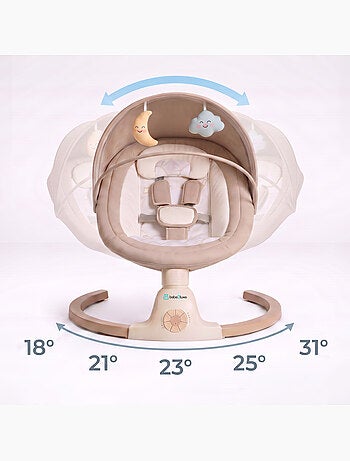 BEBE2LUXE Ava, Silla Mecedora Eléctrica para Niños, Hamaca eléctrica 0‑9 kg Beige