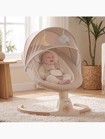 BEBE2LUXE Ava, Silla Mecedora Eléctrica para Niños, Hamaca eléctrica 0‑9 kg Beige