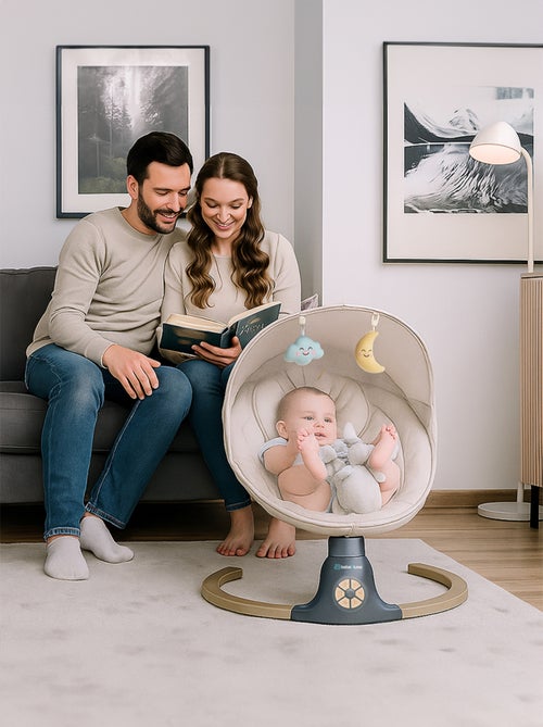 BEBE2LUXE Ava, Silla Mecedora Eléctrica para Niños, Hamaca eléctrica 0‑9 kg Gris - Kiabi BEBE2LUXE Ava, Silla Mecedora Eléctrica para Niños, Hamaca eléctrica 0‑9 kg Gris - Kiabi