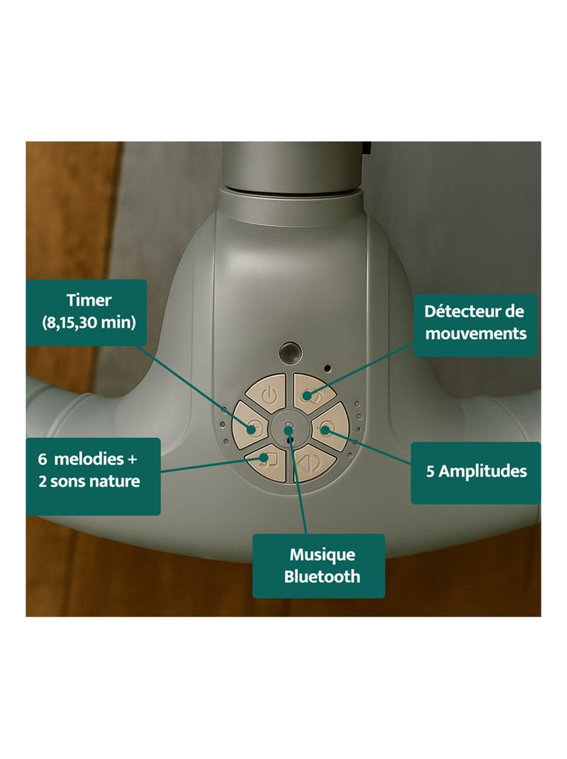BEBE2LUXE Ava, Silla Mecedora Eléctrica para Niños, Hamaca eléctrica 0‑9 kg Gris Gris - Kiabi