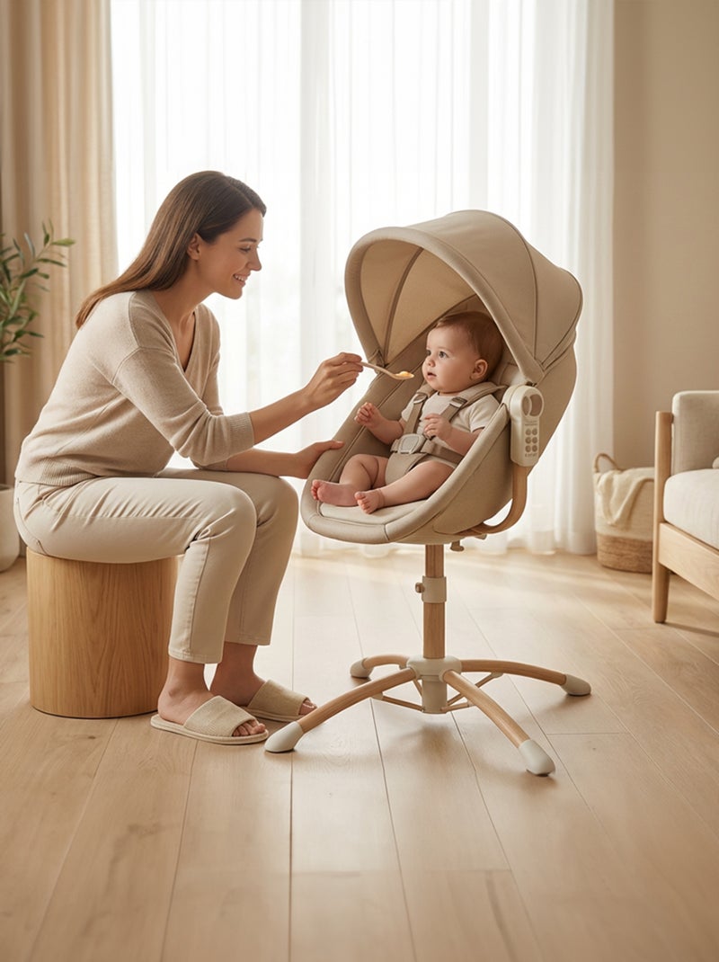 bebe2luxe Cuna 4 en 1 – Hamaca eléctrica multifunción : balancín.. Beige Beige - Kiabi