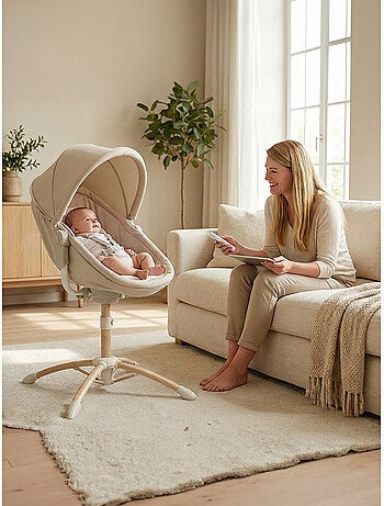 bebe2luxe Cuna 4 en 1 – Hamaca eléctrica multifunción : balancín..