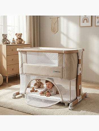 bebe2luxe Leo 3 en 1 – Cuna colecho, Cama de bebé Segura y Parque Infantil Modular Gris