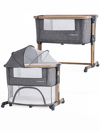 bebe2luxe Leo 3 en 1 – Cuna colecho, Cama de bebé Segura y Parque Infantil Modular Gris