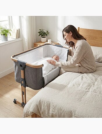 bebe2luxe Leo 3 en 1 – Cuna colecho, Cama de bebé Segura y Parque Infantil Modular Gris