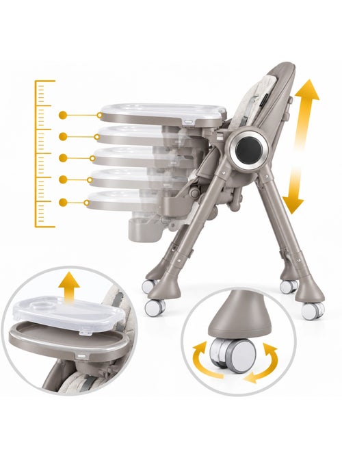 BEBE2LUXE Splity 3 en 1 – Trona evolutiva y tumbona con hamaca eléctrica (0‑36 meses) Beige - Kiabi