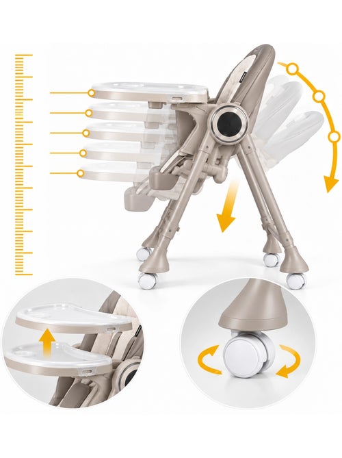 BEBE2LUXE Splity 3 en 1 – Trona evolutiva y tumbona con hamaca eléctrica (0‑36 meses) Beige - Kiabi
