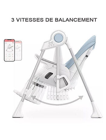 BEBE2LUXE Splity 3 en 1 – Trona evolutiva y tumbona con hamaca eléctrica (0‑36 meses)