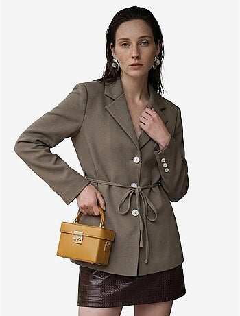 Belted crepe blazer jacket my fashion