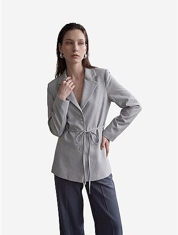 Belted crepe blazer jacket my fashion