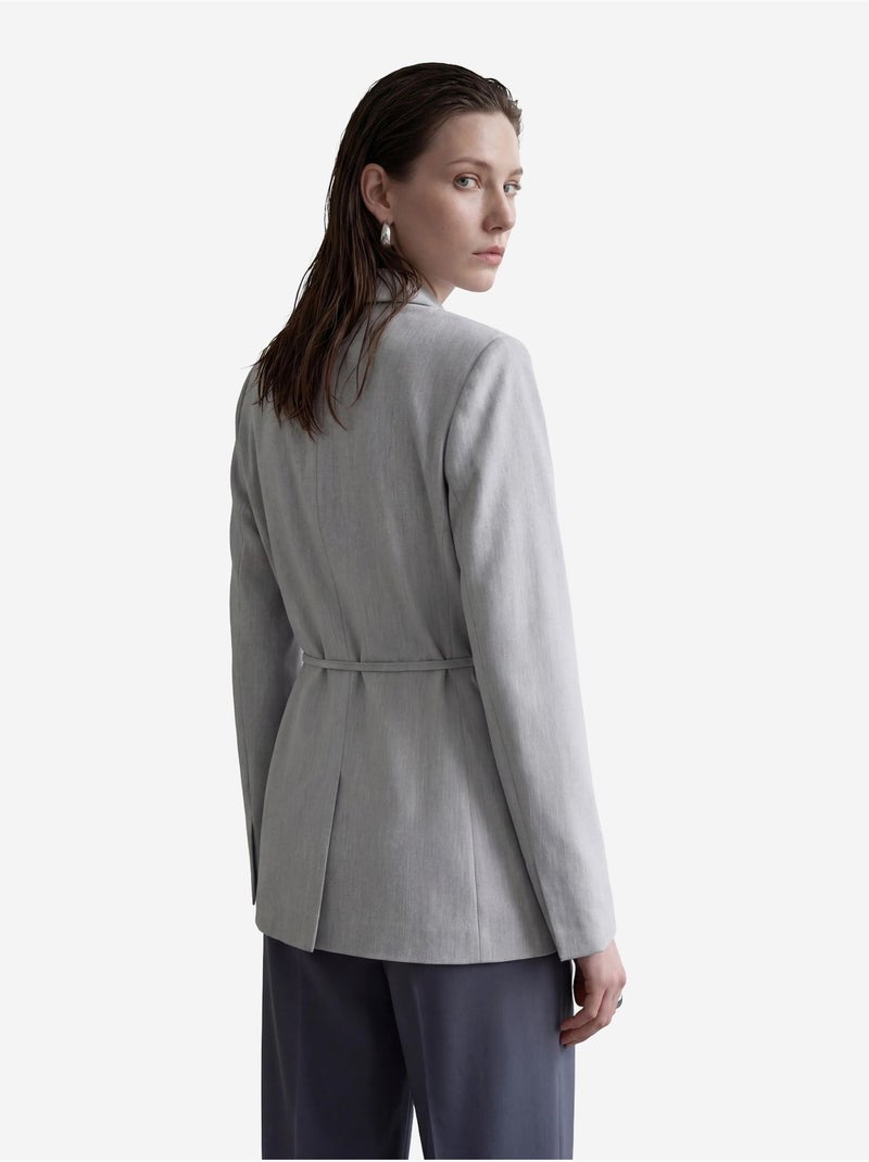 Belted crepe blazer jacket my fashion Gris - Kiabi
