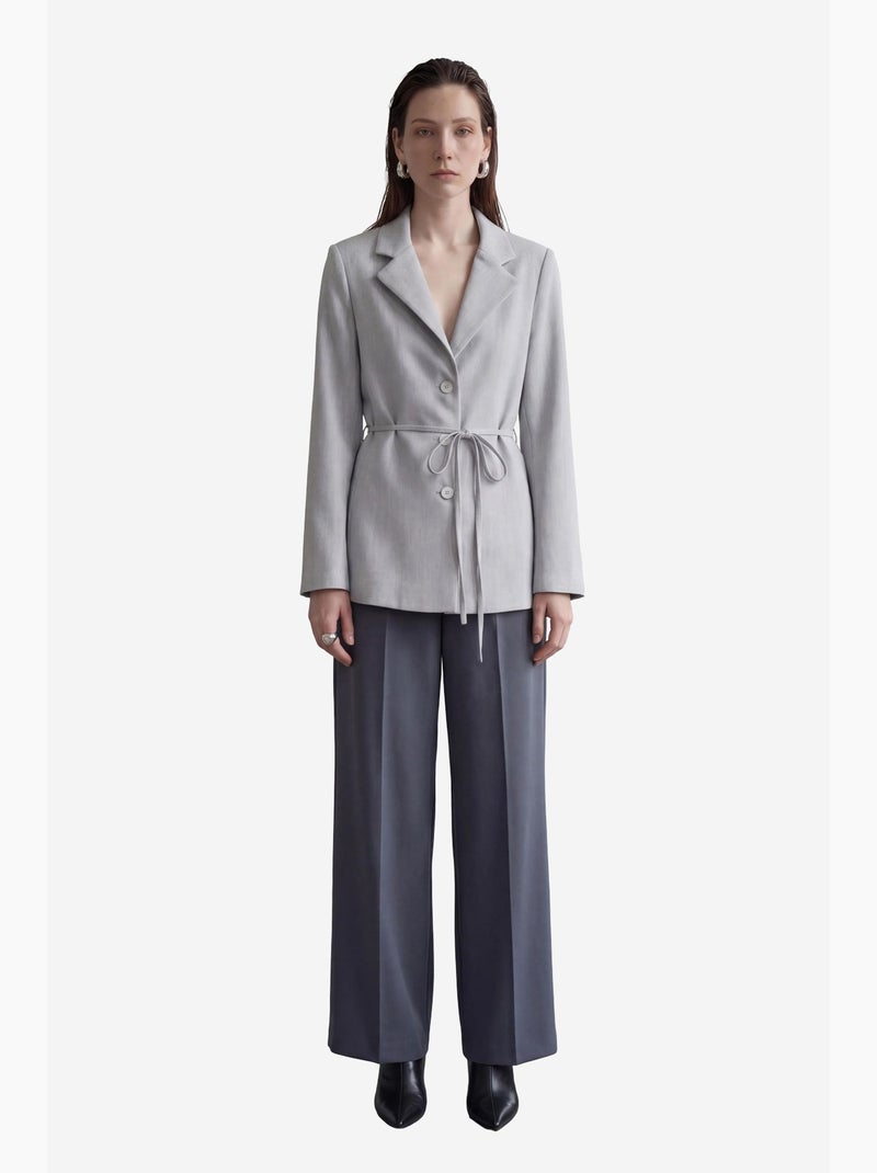 Belted crepe blazer jacket my fashion Gris - Kiabi
