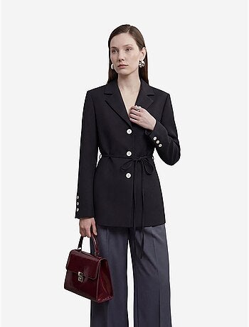 Belted crepe blazer jacket my fashion