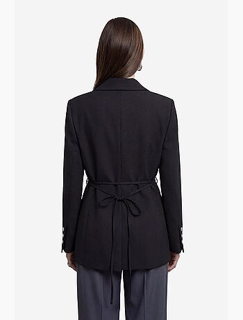 Belted crepe blazer jacket my fashion