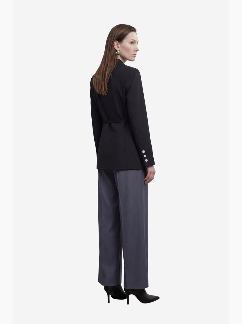 Belted crepe blazer jacket my fashion Negro - Kiabi