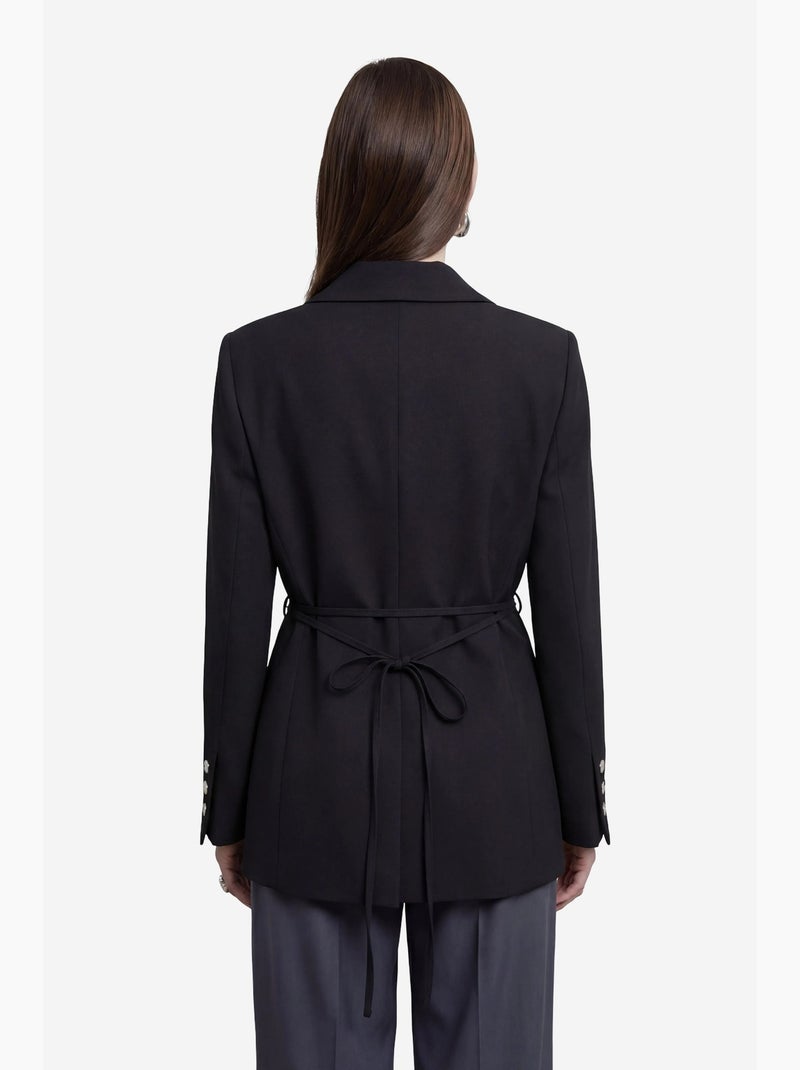 Belted crepe blazer jacket my fashion Negro - Kiabi