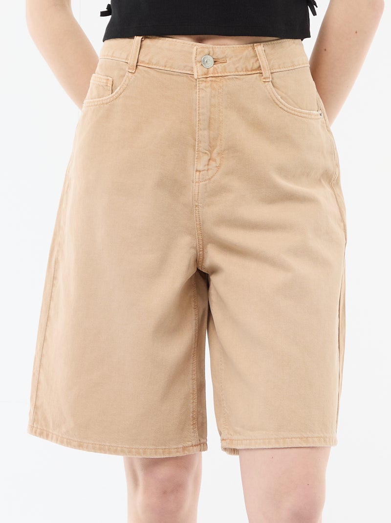 Bermuda ancho en twill Beige - Kiabi