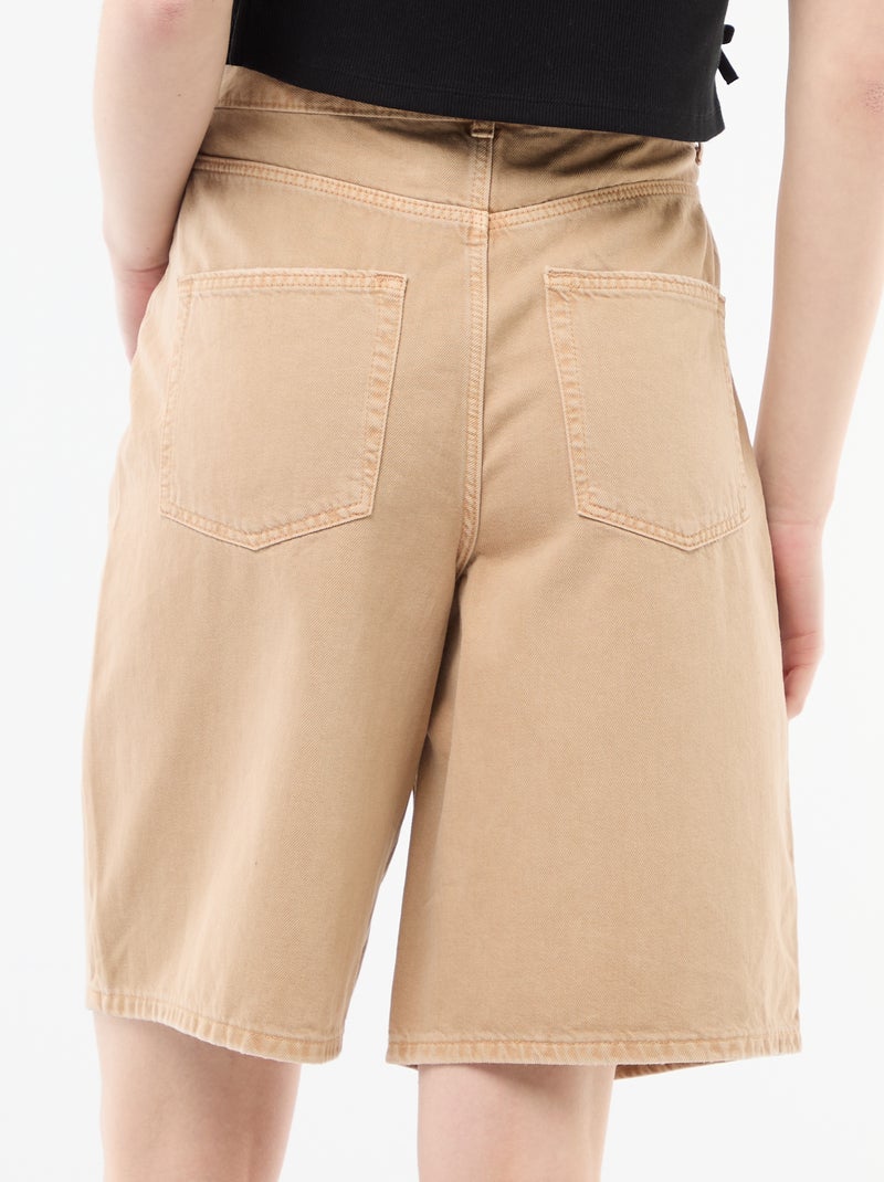 Bermuda ancho en twill Beige - Kiabi