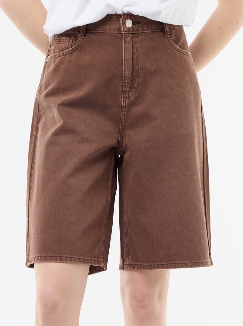 Bermuda ancho en twill Marron - Kiabi
