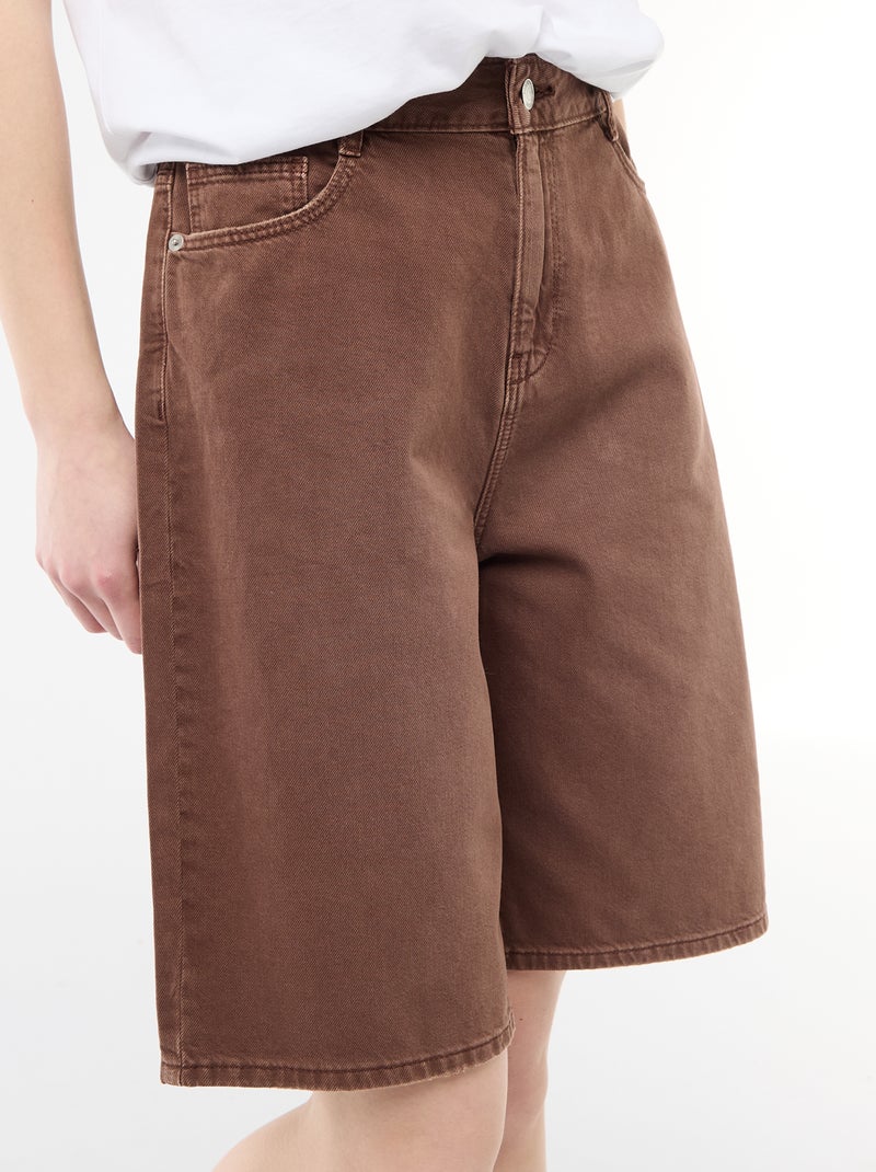Bermuda ancho en twill Marron - Kiabi