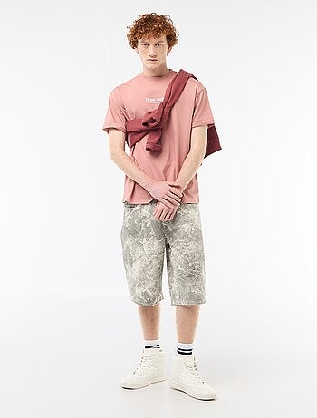 Pantalón corto baggy de algodón con efecto original