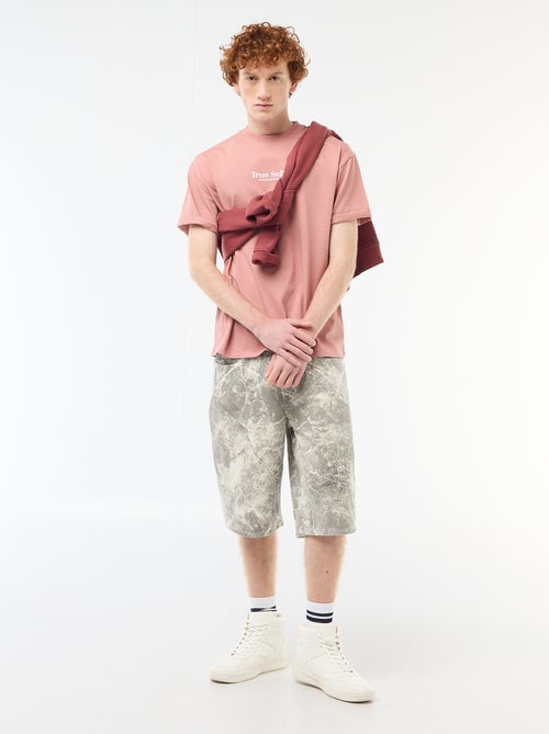 Bermuda baggy de algodón con efecto original - Kiabi