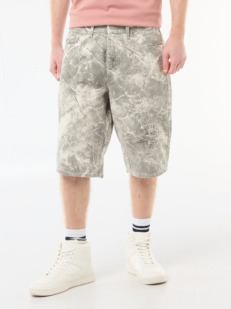 Bermuda baggy de algodón con efecto original Beige - Kiabi
