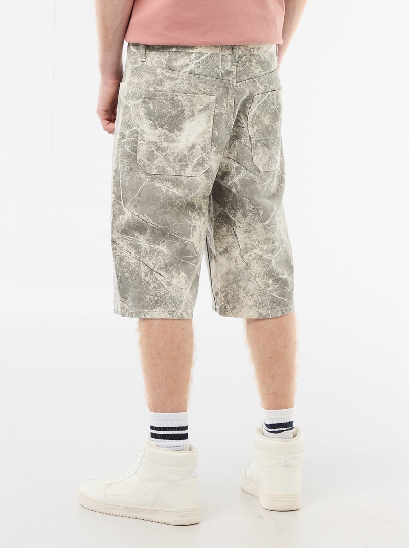 Bermuda baggy de algodón con efecto original Beige - Kiabi