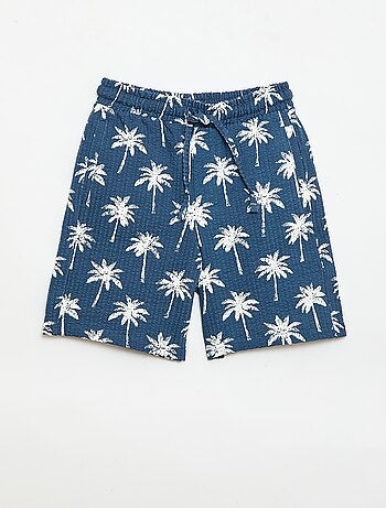 Bermuda bicolor con cintura elástica en algodón